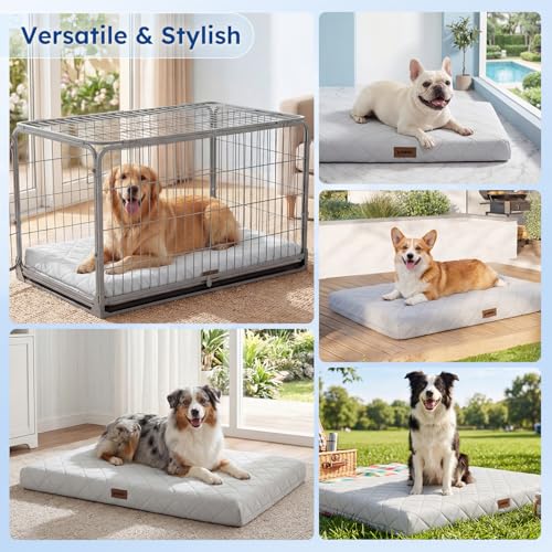 ZOMISIA Cooling Dog Bed for Crate, Q-Max>0.5 Cooling Mat with Removable Washable Cover, Orthopedic Egg Crate Foam Summer Pad for Extra Large Dogs, 41x27 Inch, Grey - size: 41x27"(XL-Crate)