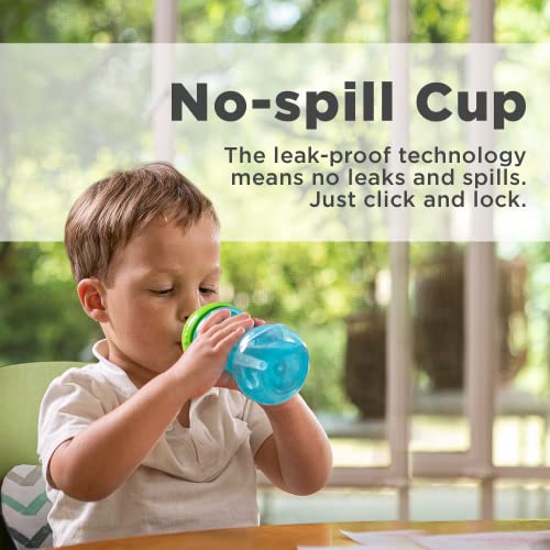 Nuby 3 Piece No-Spill Easy Grip Cup with Flex Straw, Clik It Lock Feature, Boy, 10 Ounce - color: Red, Blue & Green