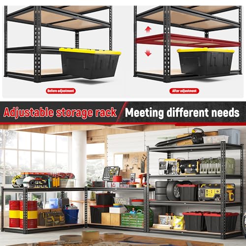 REIBII 2000LBS Storage Shelves,4-Tier Adjustable Garage Shelving for Pantry | 500 lbs per shelf,Metal Shelves,Upgards MDF boards,Tool-free assembly,for Basment Warehouse Commercial,40" W × 20''D × 60''H - size: 20"D x 40"W x 60"H