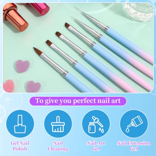 6Pcs Nail Art Clean Up Brushes Nail Brushes Cleaning Polish Mistakes | Acetone Resistant Nail Brush, Fingernail Cleaning Brushes for Nail Art and Designs - color: A-Blue 6Pcs