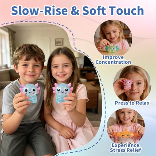 4Pcs Axolotl Squeeze Toy, Slow Rise Stress Toy Relief Sensory Toy | Cute Squeeze Anxiety Pressure Ball, Portable Calming Fidget Toy for ADHD Autism, Gift Box Packed - color: 4 Pack Axolotl