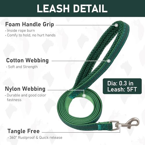 GAMUDA Small Pet Harness Collar and Leash Set, Step in No Chock No Pull Linen Fabric Soft Mesh Dog Vest Harnesses Reflective for Dogs Puppy Cats Kitten Rabbit (Green, S) - color: Green, size: Small
