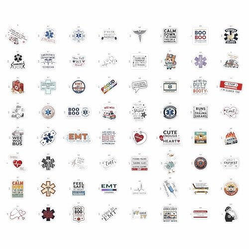 100Pcs Emergency Medical Technician Stickers for Water Bottle - Funny EMT Stickers and Decals - EMT Gifts, Party Decorations - Gift for Women & Men - color: Emt Stickers