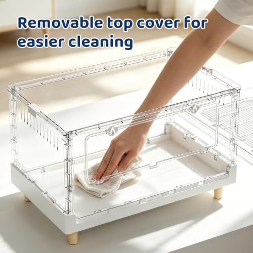 Hamster Cage Foldable, 28Inch Large Acrylic Rat Cage and Habitats | Stackable with Top Access Easy Assemble for Syrian Dwarf Hamsters Gerbil Mouse Hedgehog Guinea Pig Small Animals