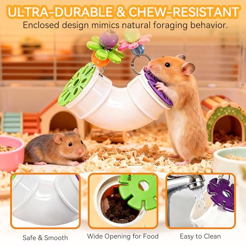 Rat Enrichment Toys - Interactive Chew-Proof Slow Feeder for Small Animals, IQ Training Enrichment Hanging Treat Dispenser with Decorative Beads for Rats, Chinchillas, and Ferrets
