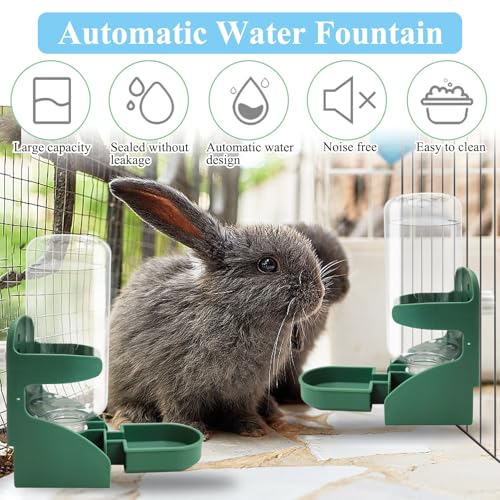 kathson 2 PCS Rabbit Water Dispenser for Cage 17 Oz Hanging Guinea Pig Water Bottle No Drip Gravity Automatic Bunny Water Bottle No Leak Small Animal Water Bottle for Chinchilla Ferret Hamster（Green） - color: Green, size: 2 PCS