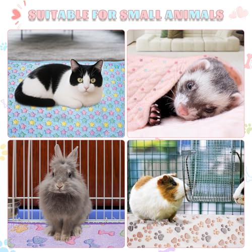 6 Pack Guinea Pigs Fleece Blankets, Soft Plush Mats for Rabbits Hamsters, Washable Small Pet Cage Bedding, Cozy Burrow & Snuggle Cover for Puppies Kittens Travel (30x20 Inch, Light Color) - color: Light Color, size: 30x20 Inch /6 Packs