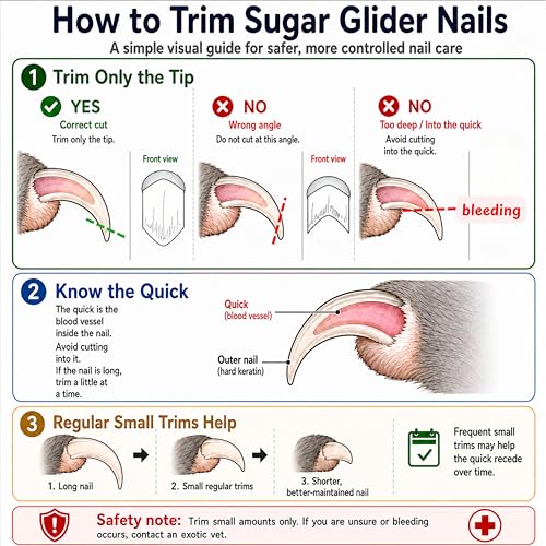 Sugar Glider Nail Trimming Kit with Handling Glove and Nail Scissors (Blue) | Small guide-hole scissors for tiny claws with a soft glove for handling