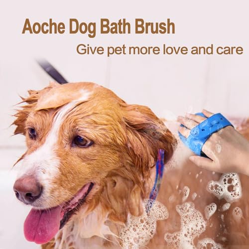 Dog Bath Brush, 2Pack Pet Grooming Brush Shedding Comb Shampoo Brush - color: Blue+green