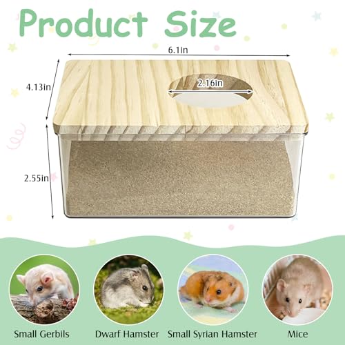 kathson Hamster Sand Bath Box Transparent Gerbil Bathroom & Digging Box Acrylic Small Syrian Hamster Litter Box Hamster Dust Bath Container Cage Accessories for Lemming Mice (Small Rectangle) - size: Small - Rectangle