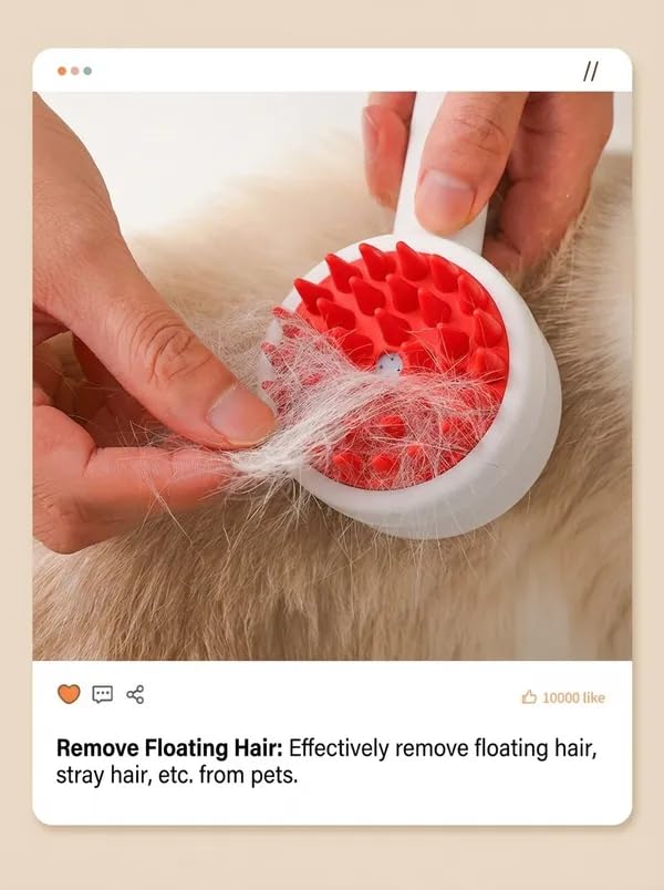 Pet Shampoo Brush Dispenser, Soft Silicone Dog Cat Bathing Scrubber, Massage Grooming Combs for Shedding, Washable Shower Tool for Puppies Kittens (Red) - color: Red