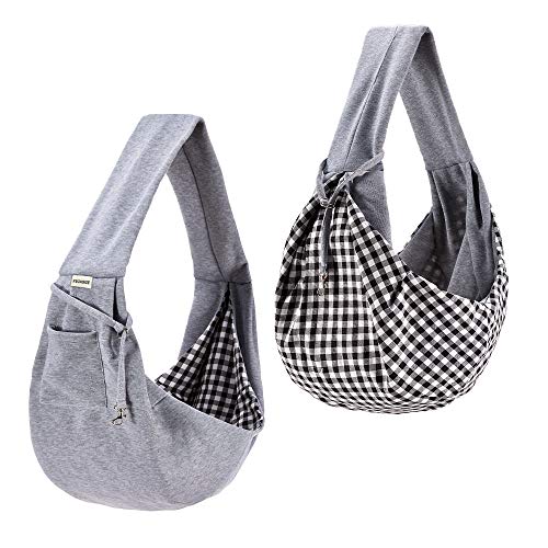 FDJASGY Small Pet Sling Carrier-Hands Free Reversible Pet Papoose Bag Tote Bag with a Pocket Safety Belt Dog Cat for Outdoor Travel Charcoal Gray - color: Charcoal Gray