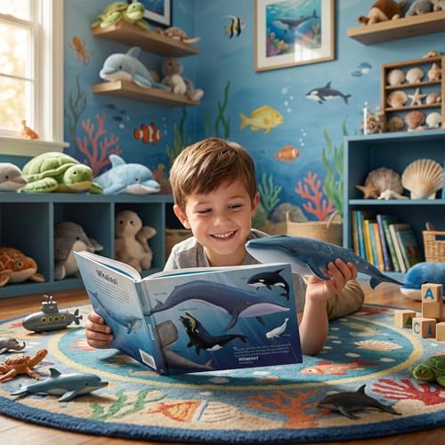 Gemini&Genius Blue Whale Sea Animal Action Figure, Ocean Shark Whale Toy | Educational, Role Play, Swim, Beach, Bath and Collectors for Kids - color: Blue Whale