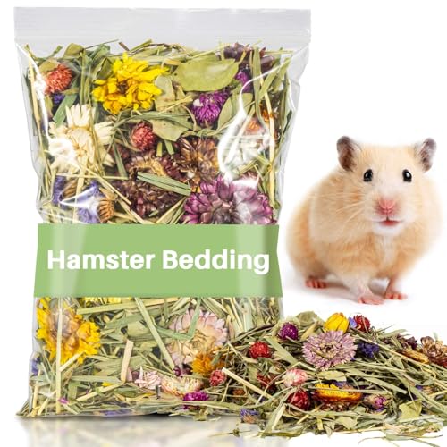 Sukh Hamster Bedding Odor Control - 200G Flowers & Herbs for Small Animals | Natural Habitat Decor and Forage Material for Dwarf Hamster, Chinchilla, Guinea Pig, Rabiit, Gerbil, Mice, Lemming