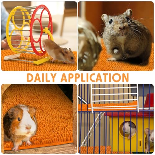 4 Pcs Guinea Pig Cage Liner 16 x 24 Inch Washable Chenille Pee Pads Pet Dog Cat Bedding Training Mat Reusable for Small Animals Puppy Bunny Hamster Chinchilla - color: Orange, size: 16 x 24 Inch, style: Low Pile Chenille