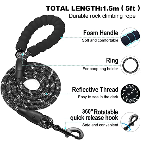 haapaw Dog Harness with Leash Set, No Pull Adjustable Reflective Step-in Puppy Harness with Thickened Padded Vest for Extra-Small/Small Medium Dogs - color: Black, size: S