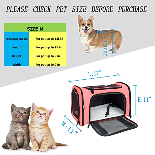 Soft Sided Carrier for Small Medium Cats Dogs,TSA Airline Approved Collapsible Travel Pet Carrier (Medium, Watermelon) - color: Watermelon, size: Medium