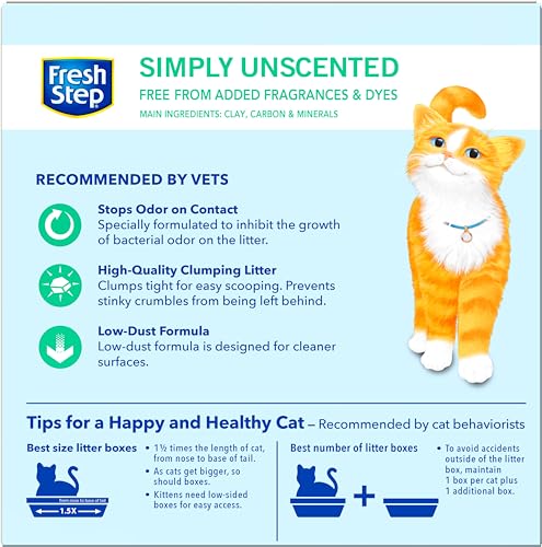Fresh Step Cat Litter, Unscented, Odor Control | Clumping Formula | Activated Charcoal | 14 lb | Pack of 2 - size: 14lb (Pack of 2)