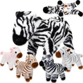 Hollowfly 5 Pcs Zebra Plush Toy Gift Set 12.6" Mommy Zebra with 4 Cute Babies Stuffed Animal in Zippered Belly Nurturing Plushies Toys for Christmas Kid Adults Forest Themed Birthday Party Favor Gifts - style: Zebra