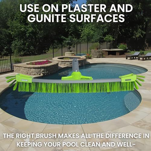 Oreq Animal Pro Pool Brush 22 Inch & 28 Inch – Heavy-Duty Combo Bristle Wall and Floor Cleaning Tool (28") - size: 28"