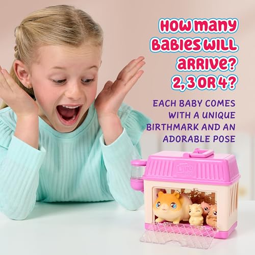Little Live Pets Hamster Mini Interactive Toy Set, Hutch Animal Playset with 3 Surprise Babies, 20+ Sounds, Hamster Must-Haves for Ages 3+ | 20+ sounds, deluxe hutch reveals 3 babies, accessories; interactive pet toy for kids ages 4+ - style: Hamster