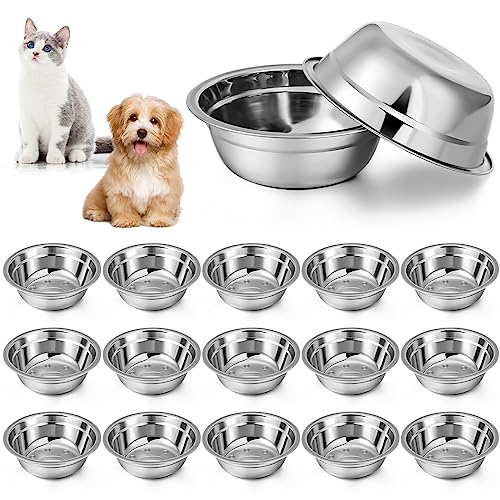 Nuanchu 15 Pack Stainless Steel Dog Bowls Bulk, 33.8 oz Pet Food Water Bowls for Medium Large Dogs/Cat, Dishwasher Safe Feeder for Multi-Pet Homes/Pet Shop - size: 33.8 oz