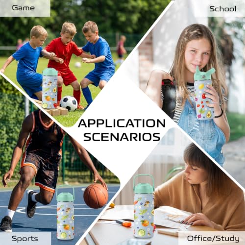 Fruit 16 oz Water Bottle with Straw – Stainless Steel Vacuum Insulated Cup, Leakproof Straw Lid, Reusable Travel Mug for Boys and Girls Outdoor Sports - color: Fruit1