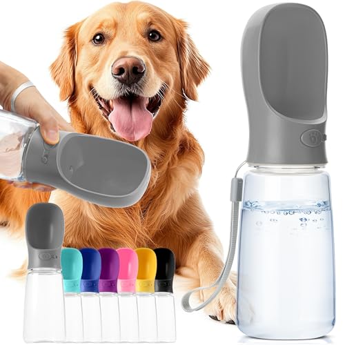Mr. Pen- Portable Dog Water Bottle, 19 oz, Large | Leak Proof Puppy Water Dispenser with Drinking Feeder for Pets, Outdoor Walking, Hiking, Travel, Not Dishwasher Safe - color: Gray
