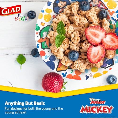 Glad for kids Disney Mickey & Friends Disposable Bowls, 12 Oz, 40 Ct, 8-Pk | Sturdy, cut-resistant paper bowls for snacks and parties, easy cleanup for everyday use - size: 40 Count (Pack of 8)