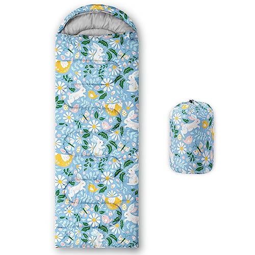 AILONEN Mermaid Scales Print Camping Sleeping Bag,Lightweight & Waterproof,3 Season Warm & Cool Weather,Portable Bags for Girls Women Travelling,Outdoors - color: Bunny2