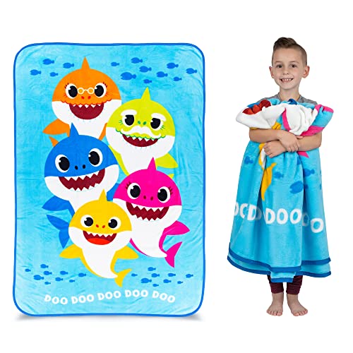 Franco Kids Bedding Super Soft Plush Micro Raschel Blanket, 62 in x 90 in, Baby Shark - color: Baby Shark, size: 62 in x 90 in