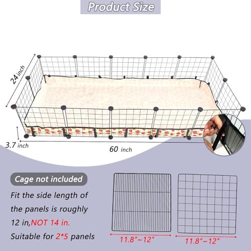 Guinea Pig Cage Liner，Washable Waterproof Oxford Cloth Cage Liners for Small Animals,Hamster Chinchilla Hedgehog Rabbit and Other Small Animals Not Include Cage(24x60 inches) - size: C&C 2x5(24x60) inches)