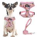 PUPTECK Soft Mesh Christmas Dog Harness and Leash Set Pet Puppy Cat Comfort Padded Vest No Pull Harnesses, Bright Pink, S - color: Pink (Snowmen), size: S (NECK: 12", CHEST: 14"-18")