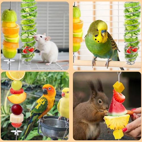 2pcs Rat Enrichment Foraging Toys, 304 Stainless Steel Pet Rats Fruit Vegetable Holder, Hanging Slow Feeder Mice Feeder, Fancy Mice Cage Accessories Puzzle Toy for Hamster Rodents Bird Parakeet