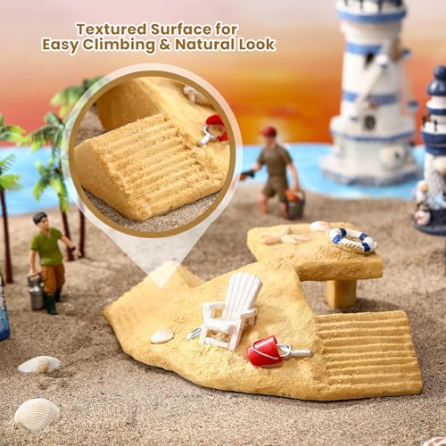 Gerrii Hermit Crab Hideout Cave Natural Resin Hermit Tank Accessory Climbing Toy and Hideaway Tunnel Hideout Durable Crab Natural Habitat Reptile Lizard Bearded Dragon Gecko Tank Decor