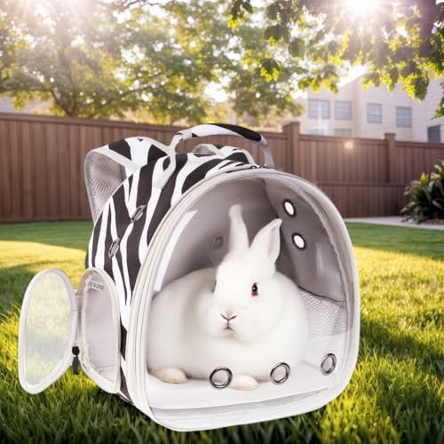 Portable Small Animal Backpack Travel Breathable Pet Carrier Bag Cages for Guinea Pig, Rabbit, Bearded Dragon, Squirrel, Tortoise, Bird, Lizard, Sugar Glider - color: Zebra Print