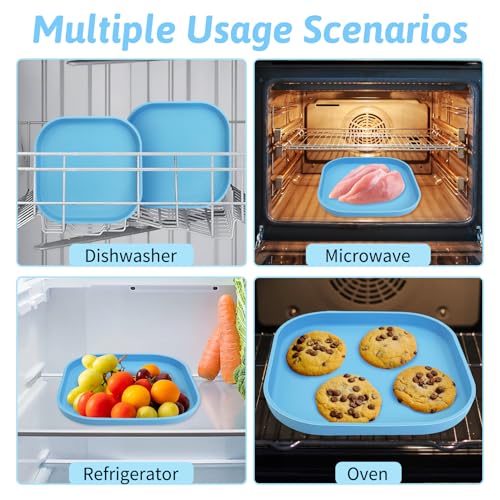 Fhiny 2PCS Silicone Cat Bowls Set 5.9 x 5.9 in Shallow Dog Dish Whisker Friendly Cat Food Plate for Dry & Wet Food Dishwasher Safe Non-Slip Pet Feeding Bowls for Kittens and Puppies (Blue) - color: Blue