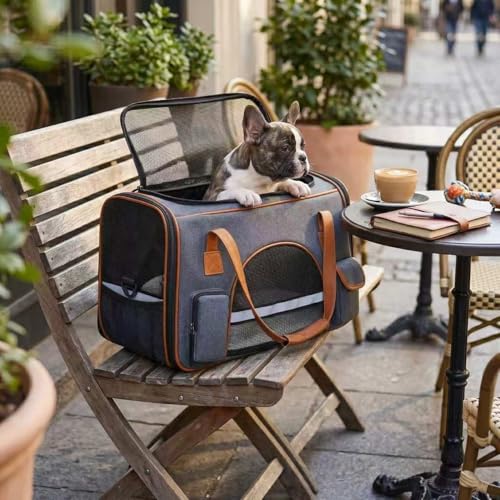 Pesen Large Soft Cat Carrier, 20 x 12 x 11 Inches, Holds Up to 28 lbs | Spacious Anti-Collapse Pet Carrier with Multiple Storage Pockets for Medium Cats, Puppies, Rabbits and Other Small Animals