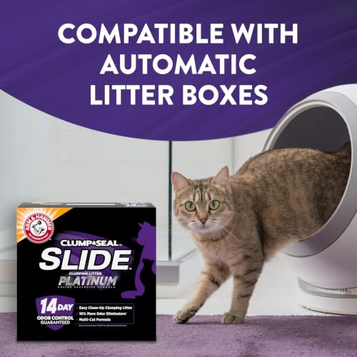 ARM & HAMMER Slide Platinum Easy Clean-Up Clumping Cat Litter, 37 Lbs | 24/7 Odor Control, Triple-Action Freshness, Non-Stick, Low Tracking, Multi-Cat Formula, Scented - style: SLIDE Platinum Clumping Litter