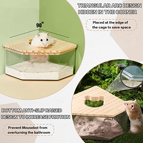 Hamster Sand Bath, Pentagon Acrylic Hamster Dig Box with Wood Cover, Sand Bath for Hamsters, Small Animals - style: Pentagon