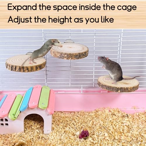 Chinchilla Platform Ledge Wood Hamster Stand Platform Board Shelf Bridge Rats Climbing Toys Cage Accessories for Chipmunks Squirrels Sugar Gliders Mice Parrots