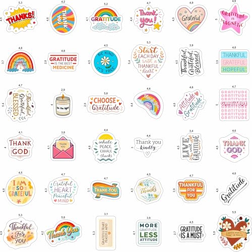 100Pcs Gratitude Stickers for Water Bottle, Thankful Sticker – Gratitude Gifts Bulk, Positive Quotes Decals – Gifts for Women & Men - color: Gratitude Stickers