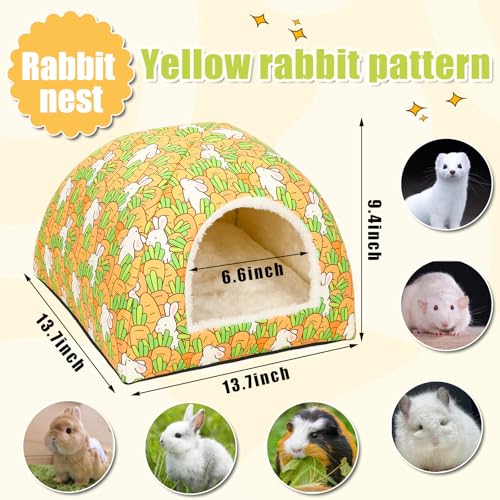 UPINS Rabbit Hideout,Large Bunny Hideout Bed | Washable Rabbit Bed House ,for Guinea Pig Hamster Squirrel Ferret ,Cage Accessories - color: Carrot