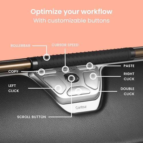 Contour RollerMouse Red Ergonomic Mouse for Shoulder Forearm Wrist Strain Relief for RSI Carpal Tunnel Centered Rollerbar 6 Customizable Buttons 10 Speed Settings Mac/PC Compatible - Wireless - Plus - size: Plus, style: Wireless