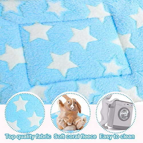 Jetec 3 Pcs Guinea Pig Beds, Fleece Small Animal Mats, Star, Blue | 10 x 11 in Soft Double Sided Fleece Pad for Rabbit, Hamster, Chinchilla, Rat, Warm Hideout, Cozy Small Animal Cage Bed - color: Blue, size: Fleece, style: Star