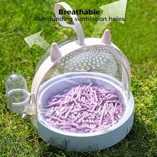 Mini&moe Hamster Travel Cage - Small Animal Carrier Cage with Water Bottle Small Portable Hamster Cage for Mice, Gerbils, Short Trips & Vet Visits - color: White