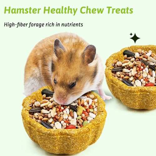 BNOSDM 3 Pcs Hamster Edible Premium Timothy Hay Chew Bowl Pumpkin Blend Rabbit Treats for Teeth Chewing Chinchilla Chew & Decor Toys for Syrian Dwarf Hamsters Gerbils Mice - color: 3PCS-Timothy & Pumpkin