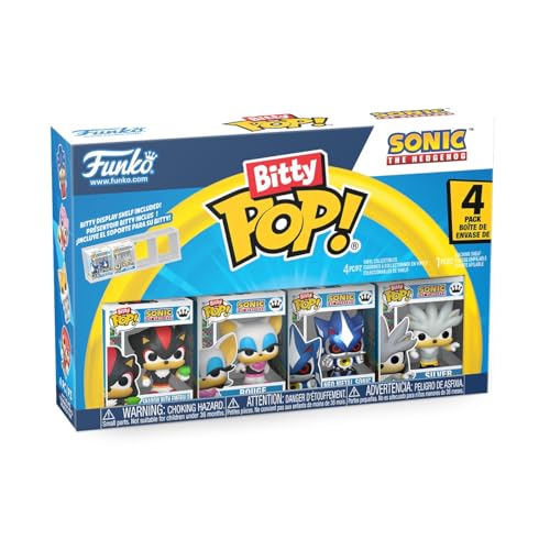Funko Bitty POP! 4 Pack: Sonic the Hedgehog - Shadow | Official Merch - Tiny 0.9 inch Figures with Display Shelf - Cake Topper, Party Bag and Stocking Filler Gift