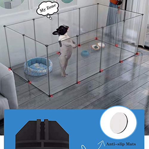 BRIAN & DANY Pet Dog Playpen, Clear Acrylic Puppy Dog Play Pen Indoor, Portable Small Animal Transparent Fence Panels for Rabbit, Kitten, Bunny, Cat, 28 X 20 Inch - style: 28 X 20 Inch
