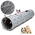 Geometric Straight Cat Tunnel with Plush Inside,Cats Toys Collapsible Tunnel Tube with Balls, for Rabbits, Kittens, Ferrets,Puppy, Diameter 9.8 Inch - size: Large Straight Tunnel